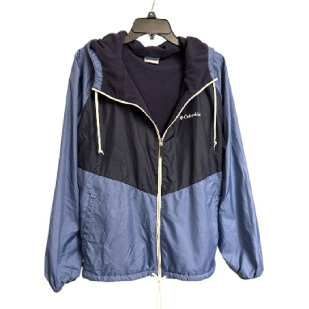Columbia Fleece Lined Hooded Windbreaker Jacket Blue Navy Women’s XXL - Picture 8 of 11